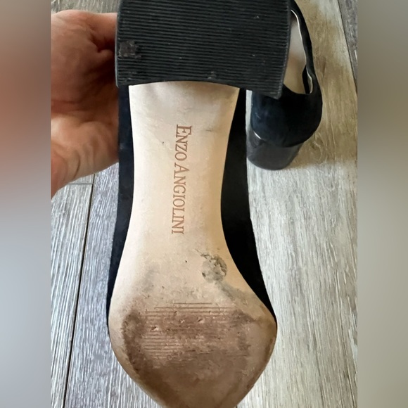 Enzo Angiolini Black Leather Block Heels Slip On Shoes Womens Size 7.5 M - Picture 8 of 8